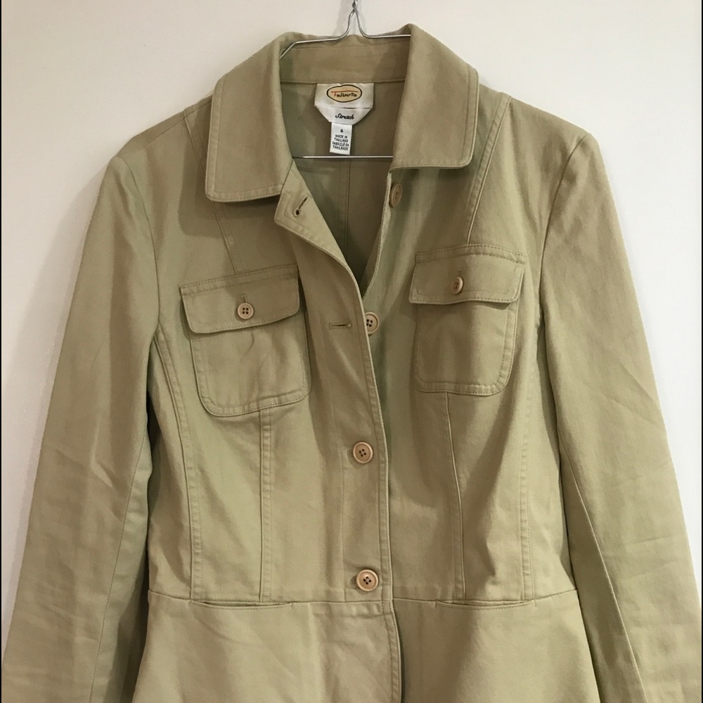 Talbots fitted khaki peplum jacket